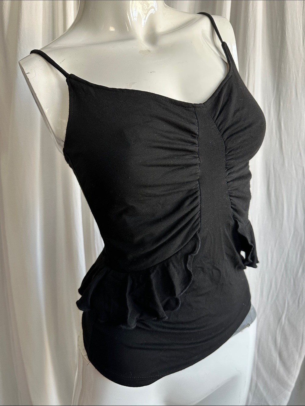 Pretty Stretchy Cotton Camisole Top Spaghetti Straps Lined New sz XS to S